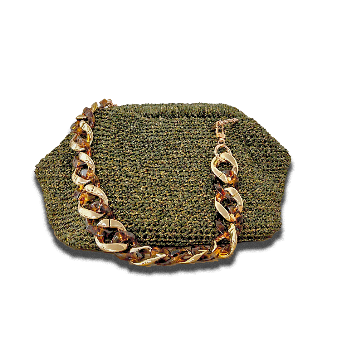 Bolso boho tejido a crochet de lurex y poliertes