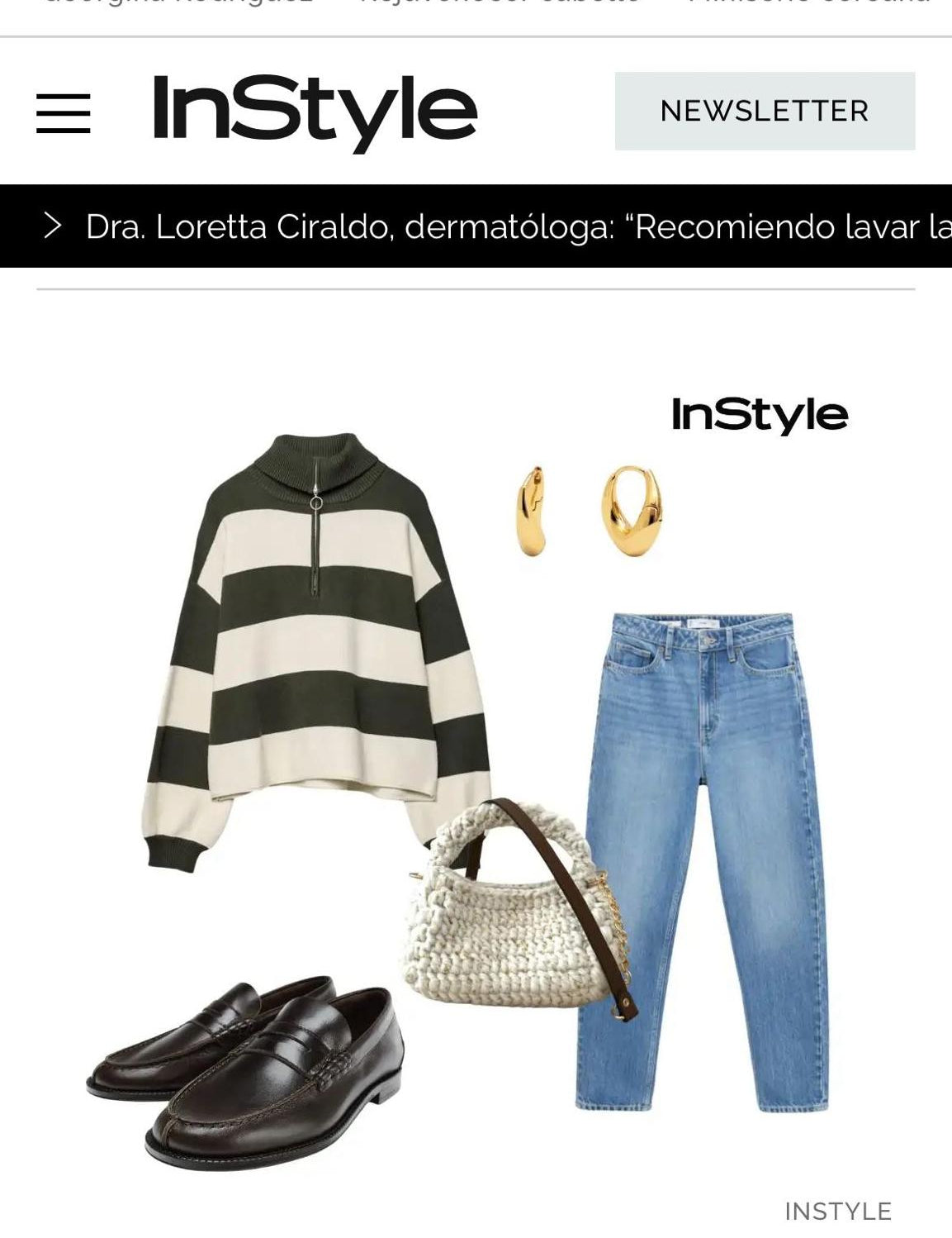 Editorial de moda de InStyle España con bolso Bombón Blanco de The Labbo, hecho a mano en España con materiales sostenibles