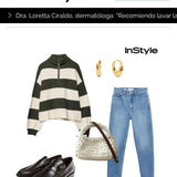 Editorial de moda de InStyle España con bolso Bombón Blanco de The Labbo, hecho a mano en España con materiales sostenibles