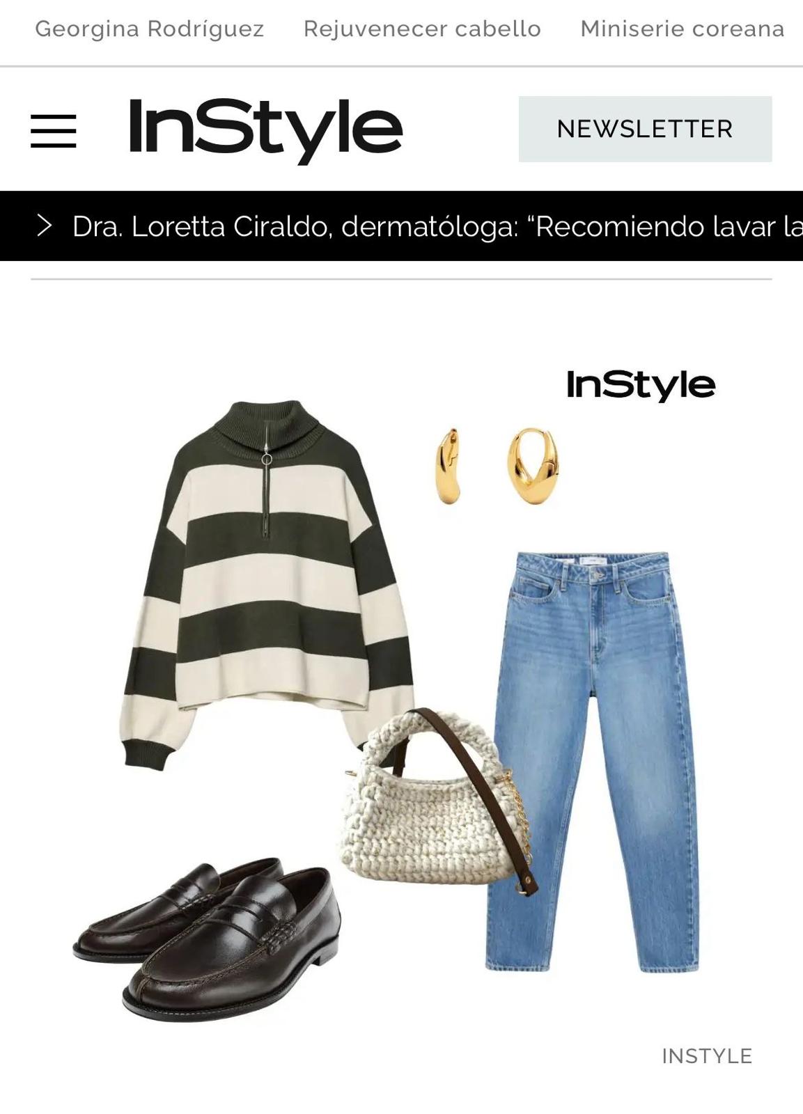 Editorial de moda de InStyle España con bolso Bombón Blanco de The Labbo, hecho a mano en España con materiales sostenibles