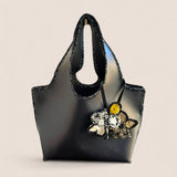 Bolso Mikado Negro en cuero de microfibra artesanal.