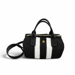 Bolso Bowling Urbana Negro y Blanco tejido a mano, vista frontal