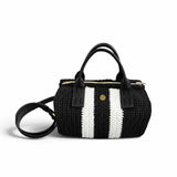 Bolso Bowling Urbana Negro y Blanco tejido a mano, vista frontal