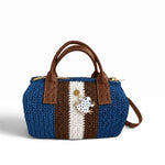 Bolso Bowling Urbana Azul Denim con ranita de metal esmaltado, vista frontal