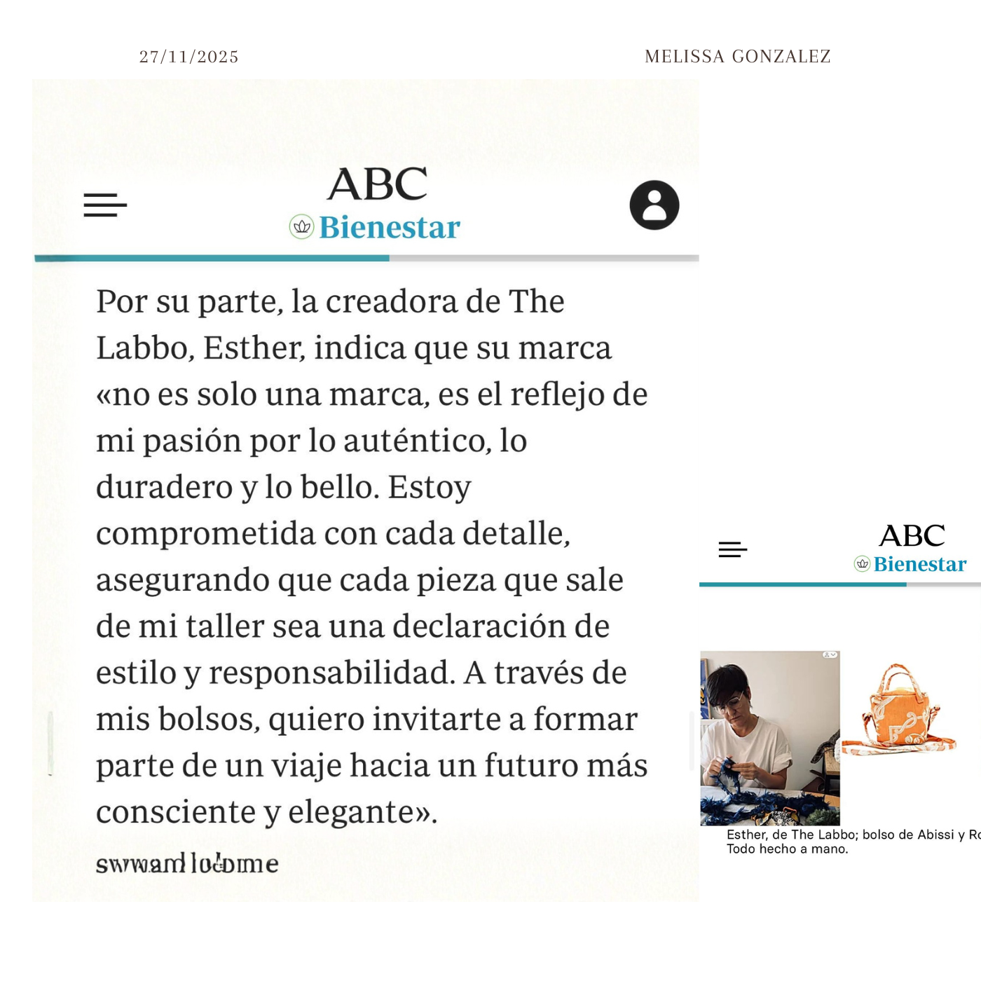 Articulo ABC Bienestar dedicado al poder de hacer objetos a mano