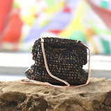 Waldgrüne Lurex-Boho-Tasche