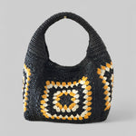 Bolso Granny en color negro de Rafia de Rayon