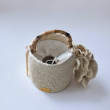 The Seau Cube in Cream Raffia