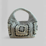 Bolso Granny Plateado en rafia de rayon