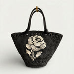 Mini Capazo de Rafia Negro Lola