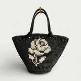 Mini Capazo de Rafia Negro Lola