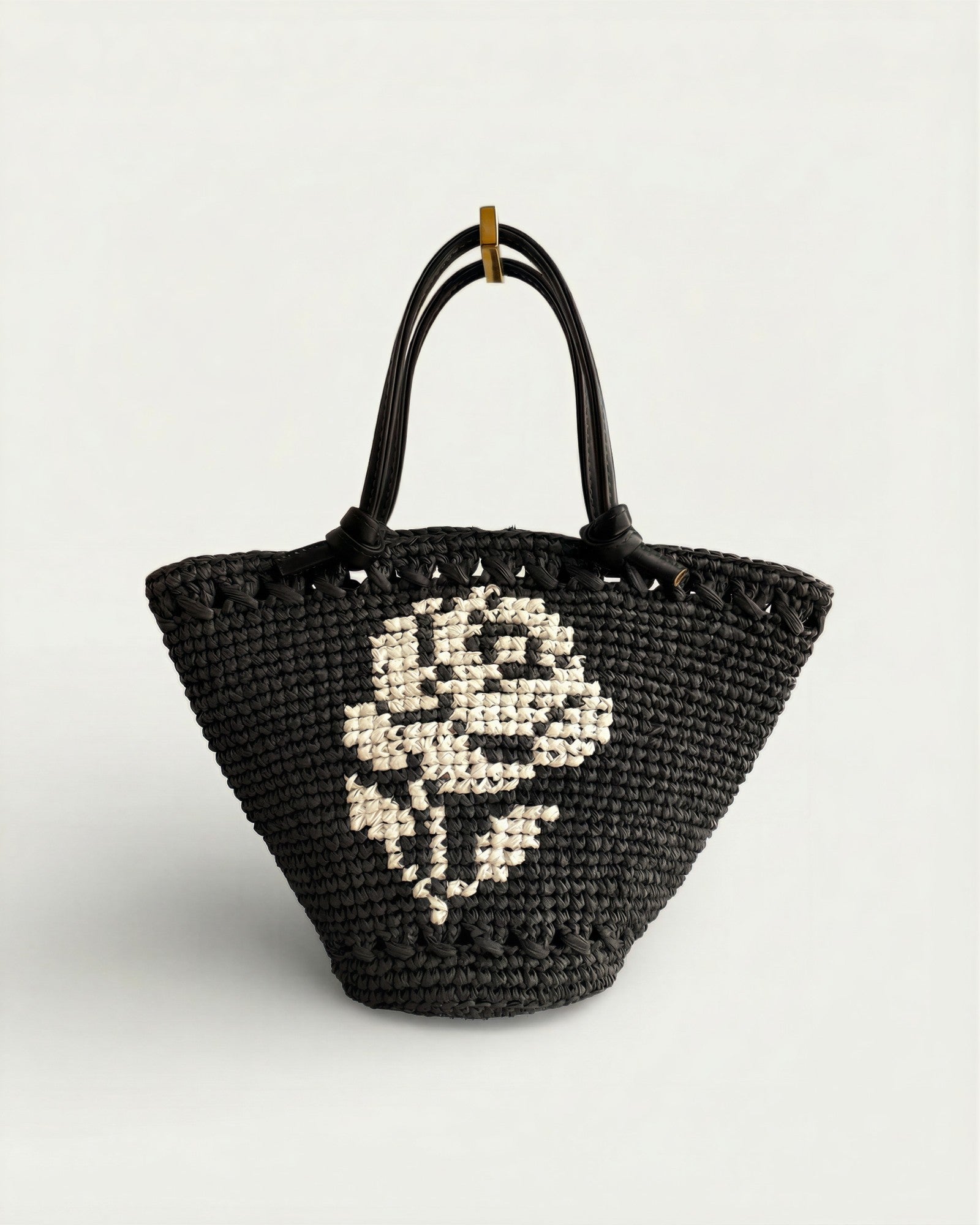 Mini Capazo de Rafia Negro Lola