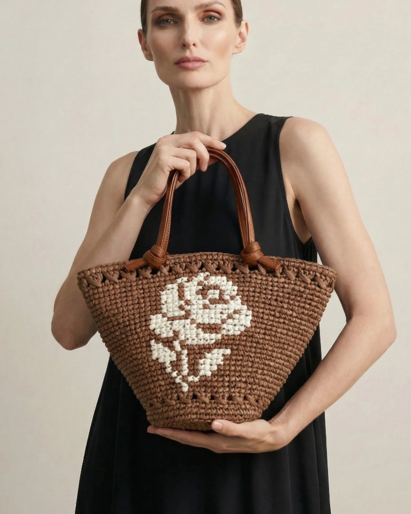 bolso capazo chocolate hecho a mano