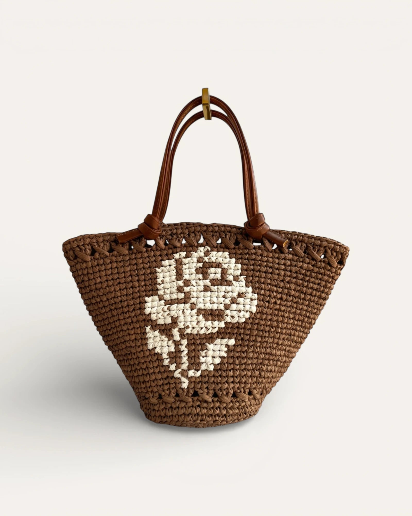 capazo lola chocolate rafia artesanal the labbo