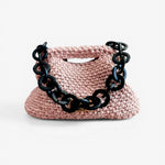 clutch de rafia rosa pálido artesanal hecho a mano España