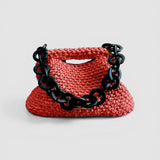 clutch de rafia rojo artesanal tejido a mano en España The Labbo