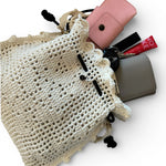 Bolso de crochet hecho a mano en blanco natural con silueta Copenhague
