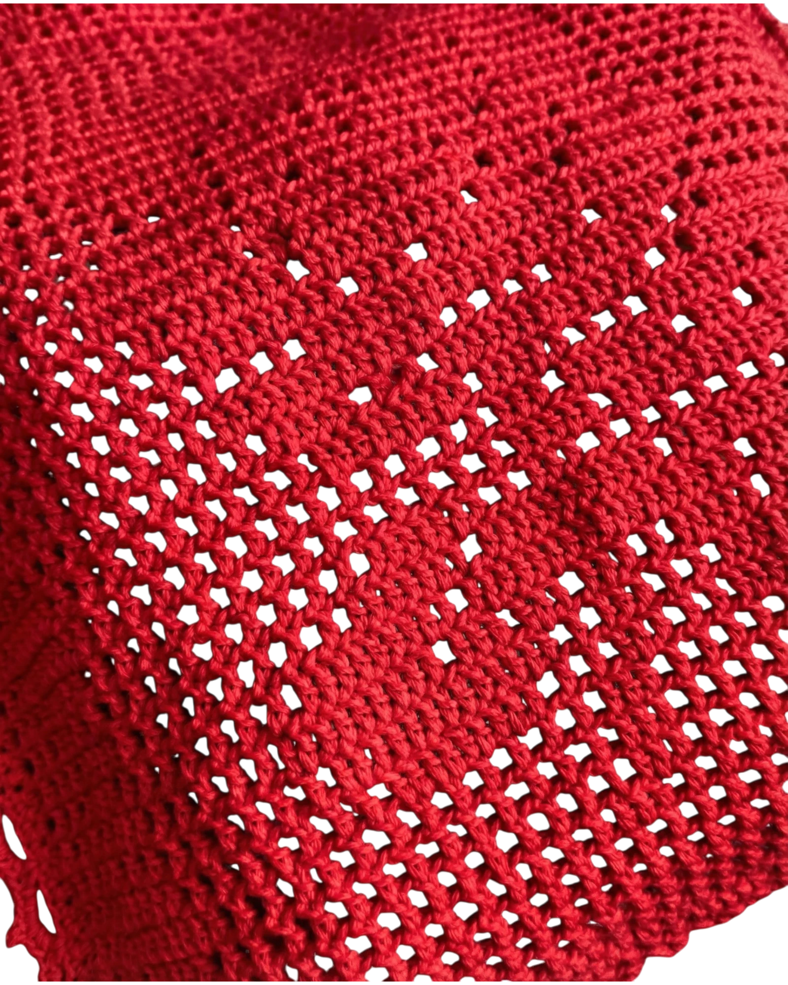 Detalle crochet rojo en hilo algodón Detox to Zero