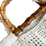 Asa de bambú natural del bolso Tote Lace SS26