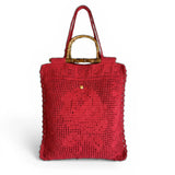 Bolso Tote Lace rojo tejido a mano en crochet