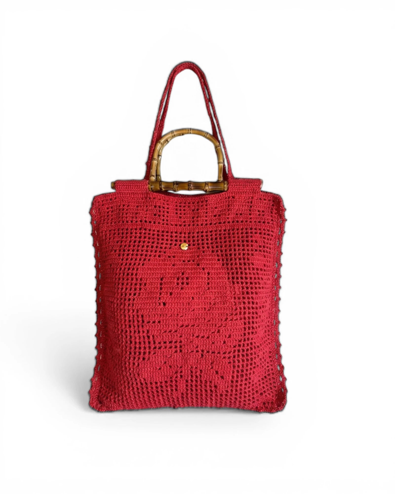 Bolso Tote Lace rojo tejido a mano en crochet