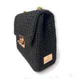 Lateral bolso trapecio negro con solapa - The Labbo