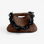 clutch de rafia marrón chocolate artesanal hecho a mano