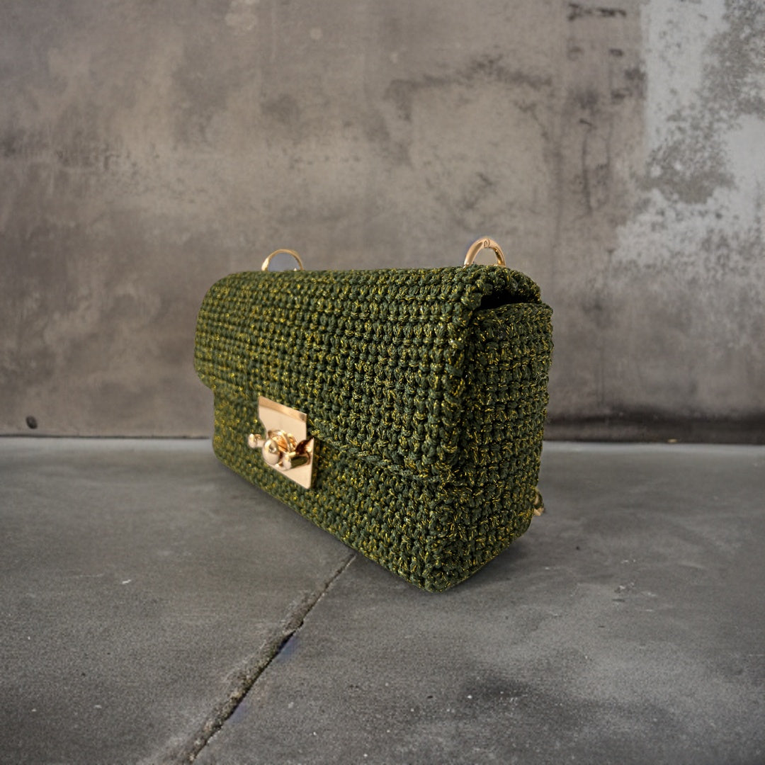 Bolso couture verde militar costado | The labbo