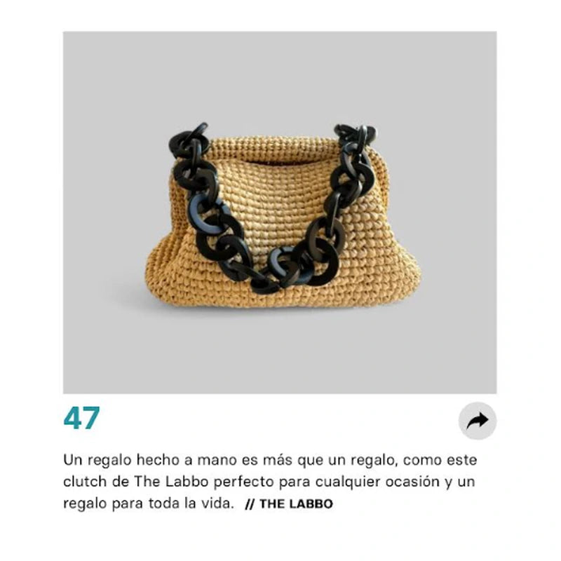 Clutch de rafia de The Labbo en la selección de regalos de ABC Bienestar de mayo de 2025